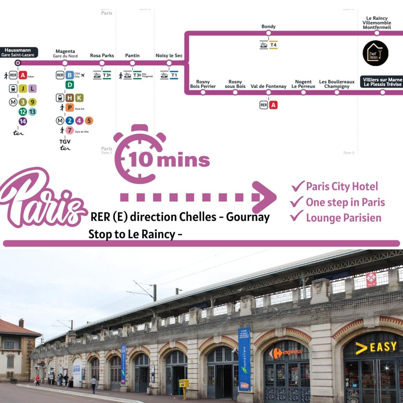 Paris City-Le Raincy - Facing Station - 4 To 8 Pers ภายนอก รูปภาพ